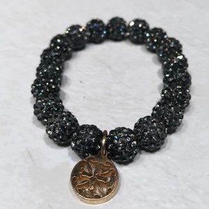 Pewter and Gold sparkle beaded Rustic Cuff bracelet